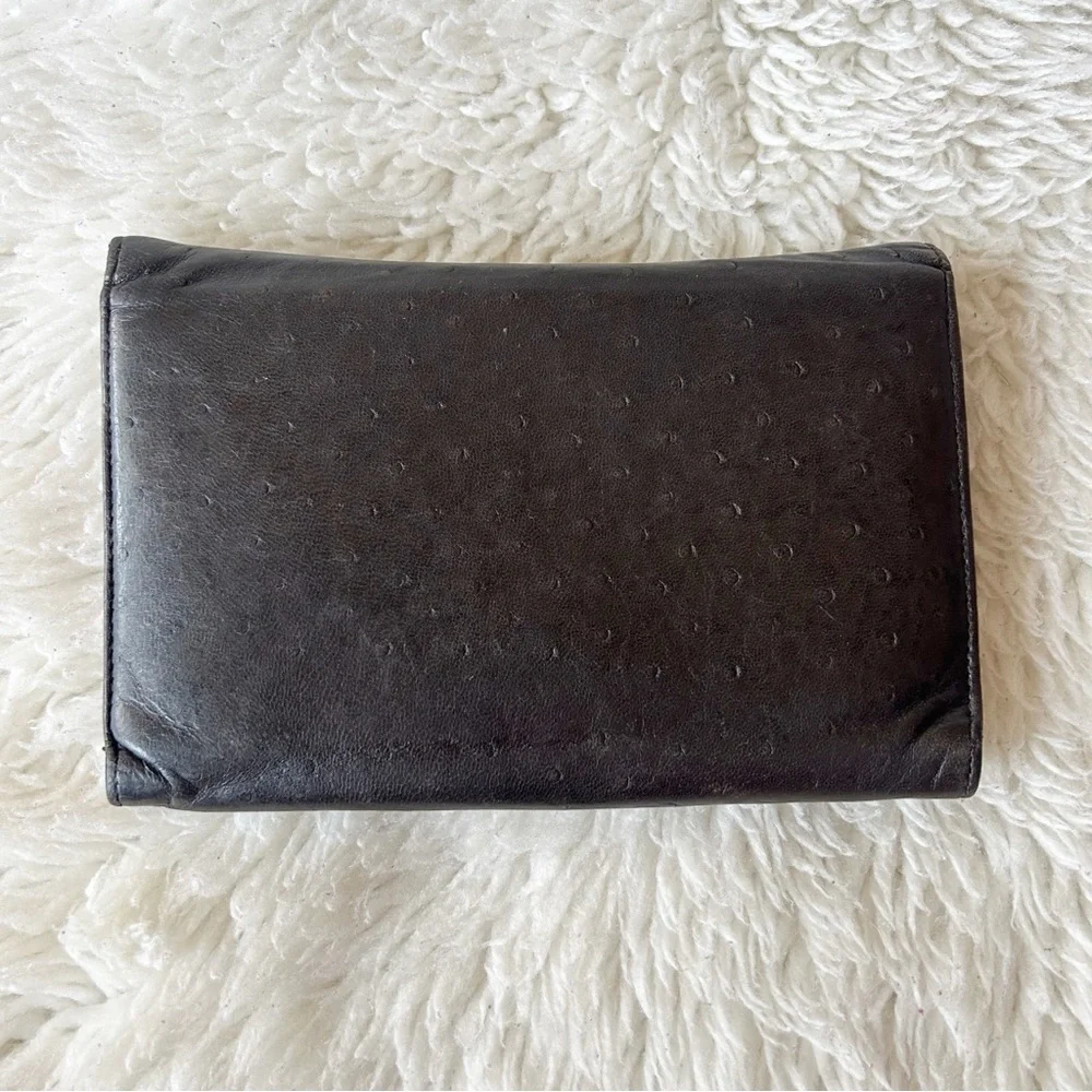 Dior Saddle Wallet Vintage Dark Brown Ostrich Leather - Picture 4 of 12